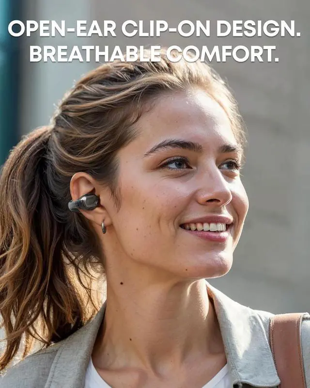 Alt view image 2 of 7 - Anker Soundcore C40i, Open-Ear Earbuds, Clip-On Headphones, Flexible Joint Design, Button Controls, Lightweight Comfort, Stable Fit with Attachable Ear Grips, Expansive Drivers for Clear Sound