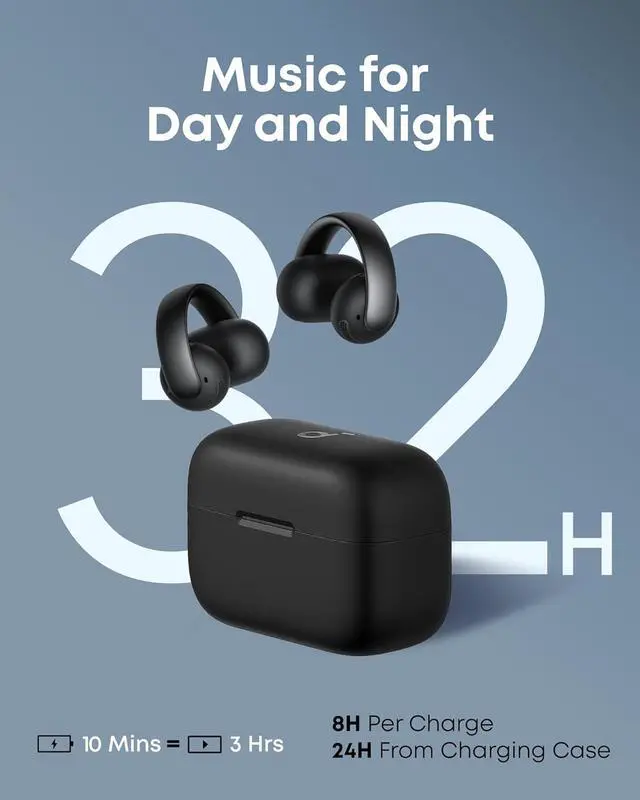 Alt view image 6 of 6 - Soundcore AeroClip by Anker, Open-Ear Earbuds, Clip-On Headphones, Adaptive Comfort, Clear Calls with 4 Mics and AI, Stable Fit, 12mm Drivers for Powerful Bass, Hi-Res, Open-Ring Design