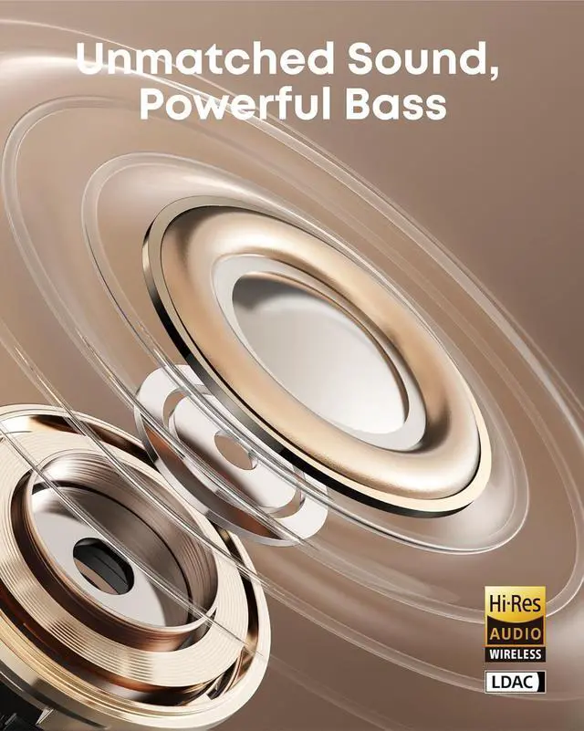 Alt view image 4 of 6 - Soundcore AeroClip by Anker, Open-Ear Earbuds, Clip-On Headphones, Adaptive Comfort, Clear Calls with 4 Mics and AI, Stable Fit, 12mm Drivers for Powerful Bass, Hi-Res, Open-Ring Design Champagne Mist