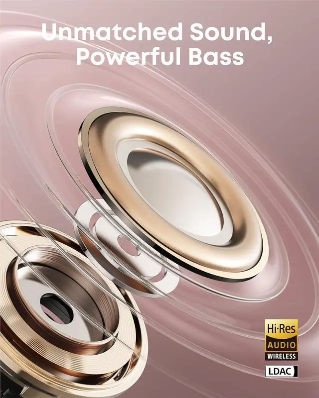 Alt view image 4 of 6 - Soundcore AeroClip by Anker, Open-Ear Earbuds, Clip-On Headphones, Adaptive Comfort, Clear Calls with 4 Mics and AI, Stable Fit, 12mm Drivers for Powerful Bass, Hi-Res, Open-Ring Design Rosy Brown