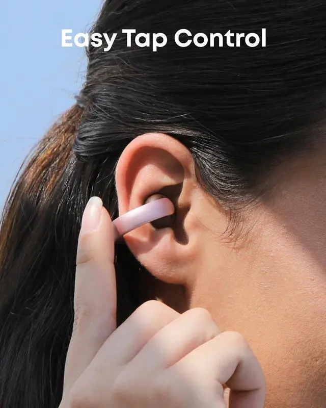 Alt view image 5 of 6 - Soundcore AeroClip by Anker, Open-Ear Earbuds, Clip-On Headphones, Adaptive Comfort, Clear Calls with 4 Mics and AI, Stable Fit, 12mm Drivers for Powerful Bass, Hi-Res, Open-Ring Design Rosy Brown