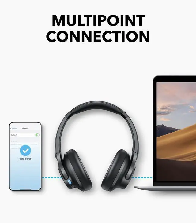 Alt view image 6 of 6 - Soundcore Q11i Wireless Over-Ear Bluetooth Headphones by Anker, Deep Bass, 60H Playtime, Hi-Res Audio, Detachable Ear Cushions, Multipoint Connection