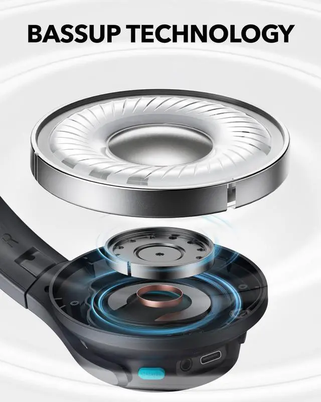 Alt view image 3 of 6 - Soundcore Q11i Wireless Over-Ear Bluetooth Headphones by Anker, Deep Bass, 60H Playtime, Hi-Res Audio, Detachable Ear Cushions, Multipoint Connection