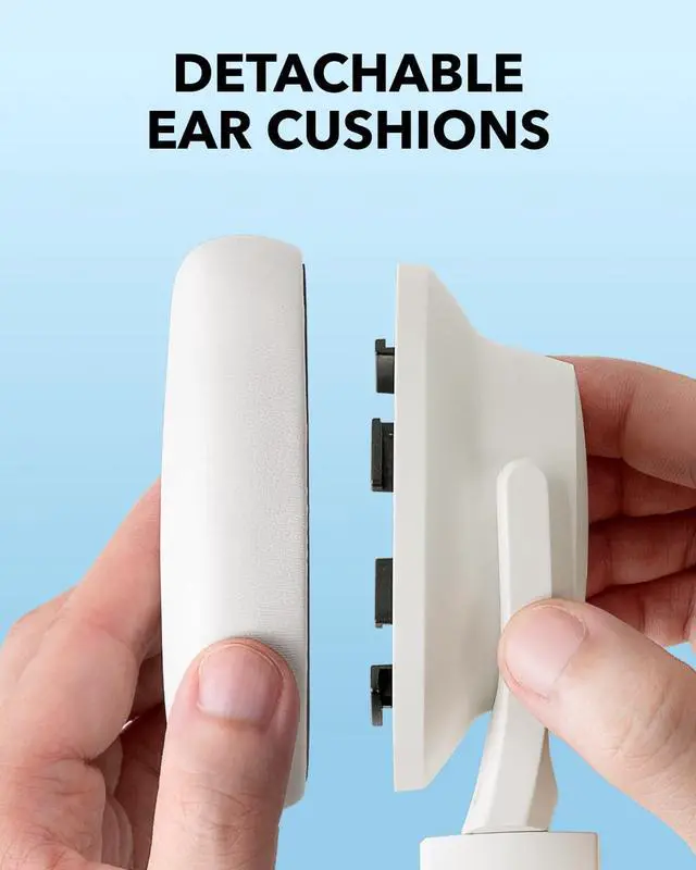Alt view image 5 of 6 - Soundcore Q11i Wireless Over-Ear Bluetooth Headphones by Anker, Deep Bass, 60H Playtime, Hi-Res Audio, Detachable Ear Cushions, Multipoint Connection Cream White