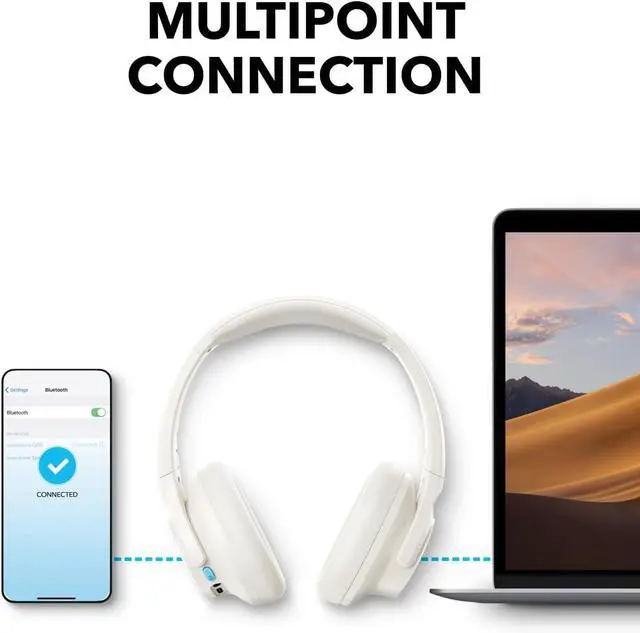 Alt view image 6 of 6 - Soundcore Q11i Wireless Over-Ear Bluetooth Headphones by Anker, Deep Bass, 60H Playtime, Hi-Res Audio, Detachable Ear Cushions, Multipoint Connection Cream White