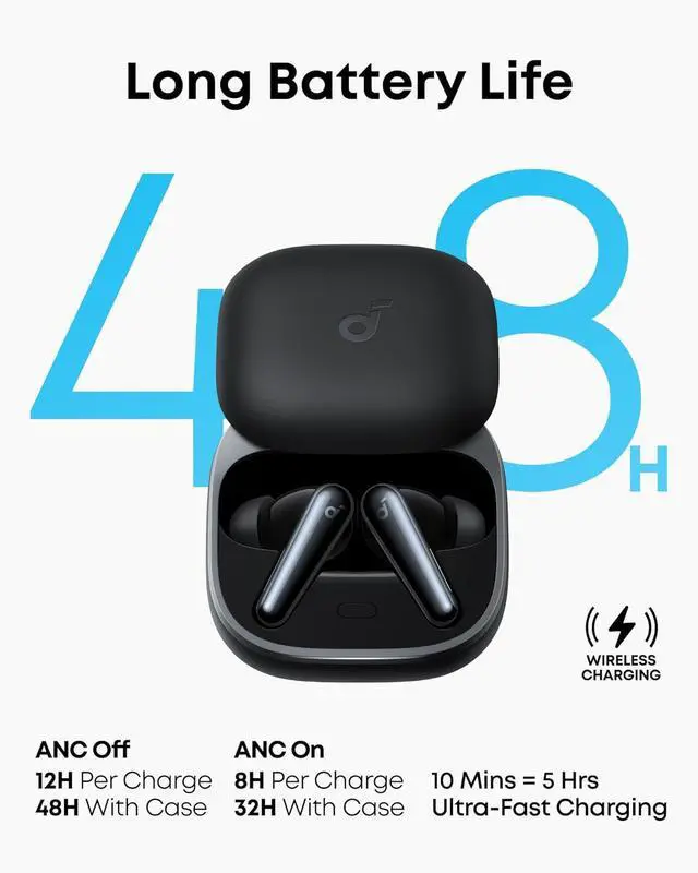 Alt view image 6 of 6 - soundcore Liberty 5 by Anker, Noise-Cancelling Wireless Earbuds, 2x Stronger Voice Reduction, Real-Time Adaptive Noise Cancellation, Fast Charging, Dolby Audio, 6-Mic AI Clear Calls, Long Battery Life