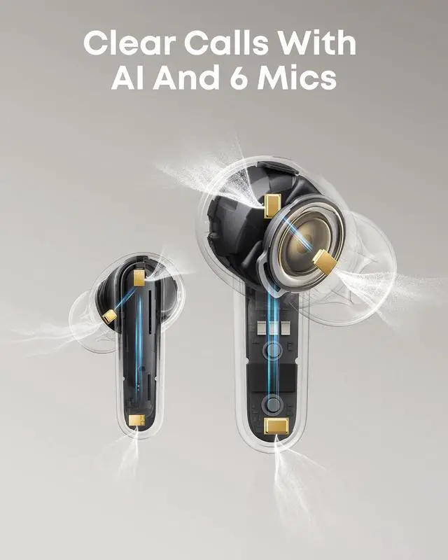 Alt view image 7 of 7 - Soundcore P41i by Anker, Adaptive Noise Cancelling Earbuds with Portable Phone Charger, Only for USB-C Charging, 12H Playtime, 192H with Case, 6-Mic AI Clear Calls, IPX5 Wireless Bluetooth Earbuds
