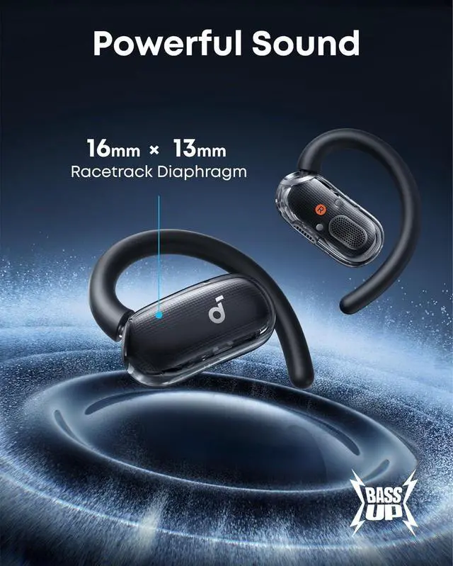 Alt view image 6 of 7 - soundcore V40i by Anker, Open-Ear Headphones, Crystal-Clear Design, Lidless Case, 4 Adjustable Positions for Every Ear Size, Richer Bass, IP55, 21H Playtime, AI Clear Calls, Bluetooth 5.4, App Control