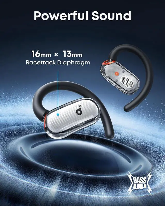 Alt view image 6 of 7 - soundcore V40i by Anker, Open-Ear Headphones, Crystal-Clear Design, Lidless Case, 4 Adjustable Positions for Every Ear Size, Richer Bass, IP55, 21H Playtime, AI Clear Calls, Bluetooth 5.4, App Control