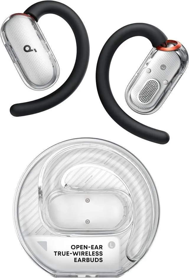 Main image of soundcore V40i by Anker, Open-Ear Headphones, Crystal-Clear Design, Lidless Case, 4 Adjustable Positions for Every Ear Size, Richer Bass, IP55, 21H Playtime, AI Clear Calls, Bluetooth 5.4, App Control