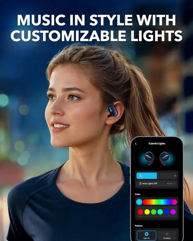 Alt view image 6 of 6 - Soundcore V20i by Anker Open-Ear Headphones, Adjustable Ear Hooks,Ultra-Comfort,Snug Fit, Powerful Sound, Clear Calls, IP55, LED Lights, 36H Playtime, Bluetooth 5.4, Multipoint Connection (Renewed)
