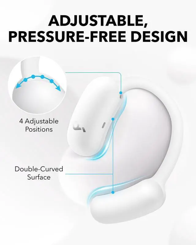 Alt view image 3 of 6 - Soundcore AeroFit 2 by Anker, Open-Ear Headphones, 4 Adjustable Positions for Every Ear Size, 2X Richer Bass, Hi-Res,42H Playtime,IP55,AI Clear Calls,Translation Earbuds Real Time(Renewed) White