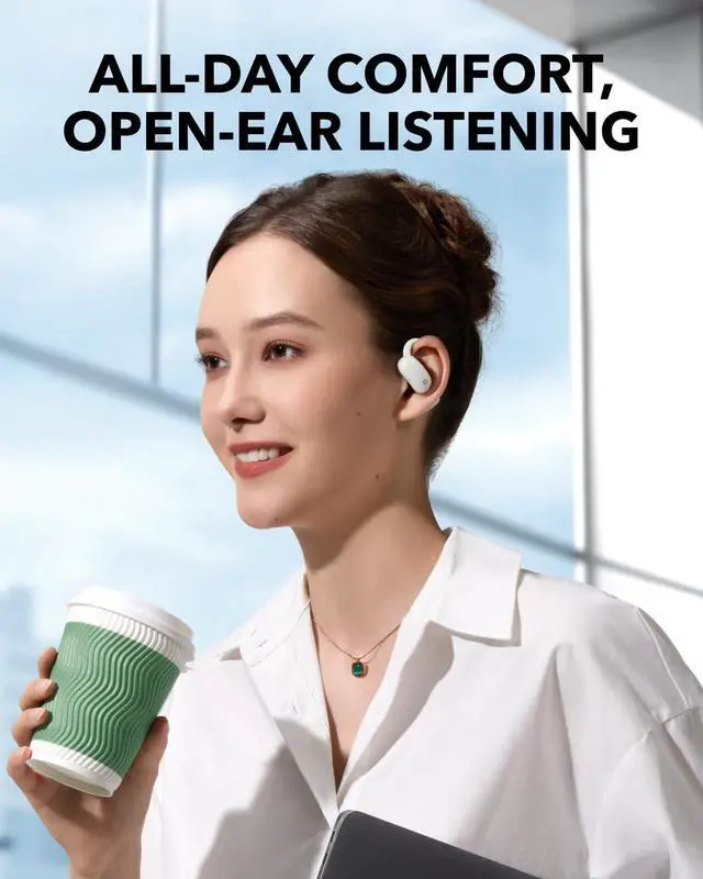 Alt view image 2 of 6 - Soundcore AeroFit 2 by Anker, Open-Ear Headphones, 4 Adjustable Positions for Every Ear Size, 2X Richer Bass, Hi-Res,42H Playtime,IP55,AI Clear Calls,Translation Earbuds Real Time(Renewed) White