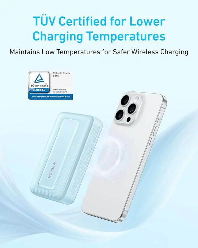 Alt view image 4 of 6 - ANKER Zolo Magnetic Power Bank, Compact 10,000mAh Wireless Portable Charger with 30W Max Fast Charging, Skin-Friendly and Durable Battery Pack, for iPhone 16/15/14 Series, AirPods, and More
