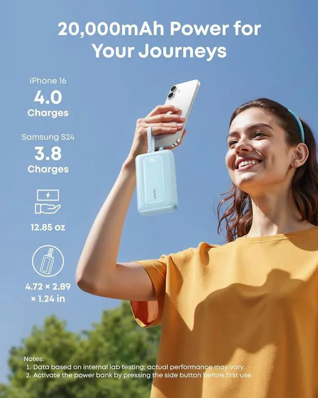 Alt view image 4 of 6 - Anker Zolo Power Bank, 45W Max Fast Charging, 20,000mAh Battery Pack with Dual Built-in USB-C Cables, 1 USB-C&A Port, for iPhone 16/15 Series, Samsung, MacBook, iPad, and More