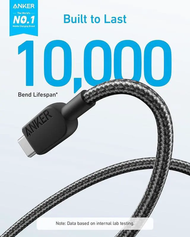 Alt view image 3 of 5 - Anker USB c charger cable 2 Pack, 6ft], 310 Type c charger cable Fast charging, Braided USB A to USB c cable Fast charging for Samsung galaxy Note 10 Note 9S10+ S10, Lg V30 (USB 20, Black)