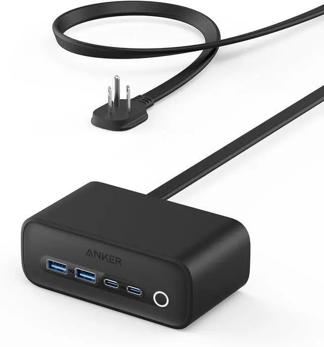 Main image of Anker 525 Charging Station, 5 ft Thin Cord and Flat Plug, 7-in-1 USB-C Power Strip for iPhone 16/15, 3 AC, 2 USB-A, 2 USB-C,65W Power Delivery Desktop Accessory for MacBook Pro,Office