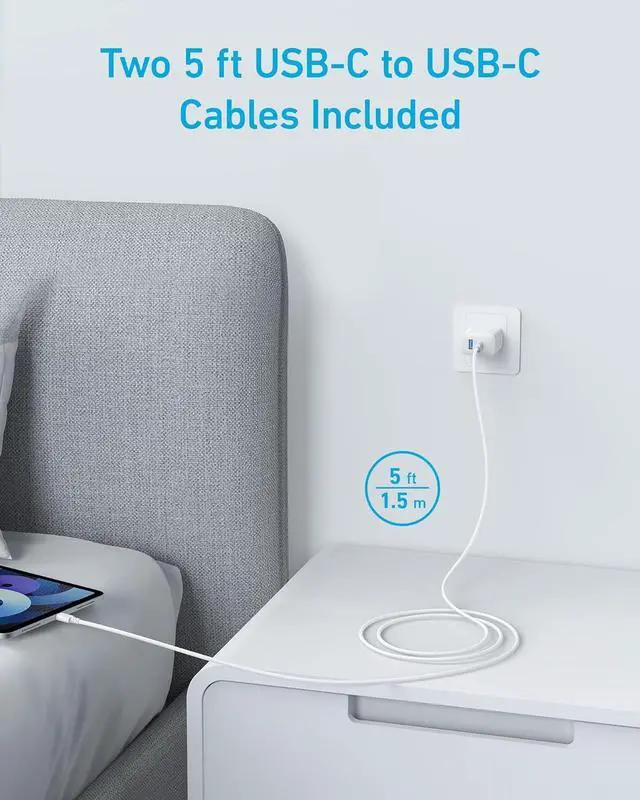 Alt view image 3 of 6 - Anker iPhone 16 Charger, 2-Pack 20W Fast USB C Charger Block, for iPhone 16/16 Pro Max/15 Series/iPad Pro and More (White, 2 Pack & 2 Cable)