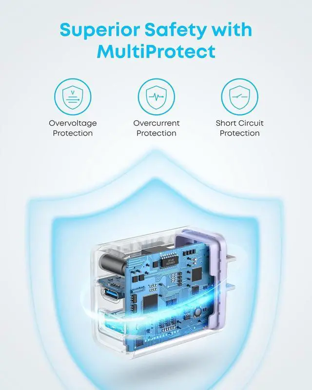 Alt view image 6 of 6 - Anker iPhone 16 Charger, 2-Pack 20W Fast USB C Charger Block, for iPhone 16/16 Pro Max/15 Series/iPad Pro and More (White, 2 Pack & 2 Cable) Purple