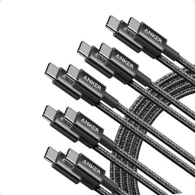 Anker USB C to USB C Cable, Type-C 60W Fast Charging Cable (6FT, 5Pack) for iPhone 16 Series, iPad mini 6 and More (Black)