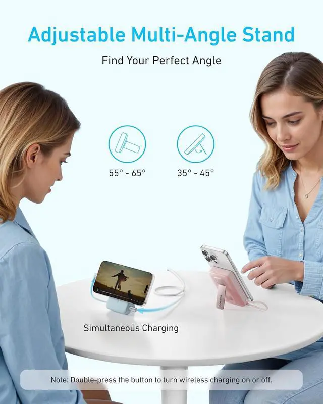 Alt view image 4 of 6 - Anker Zolo Magnetic Power Bank, 10,000mAh Wireless Portable Charger with 30W Max Fast Charging, Battery Pack with Built-in USB-C Cable and Adjustable Stand, for iPhone 16/15 Series, AirPods, and More