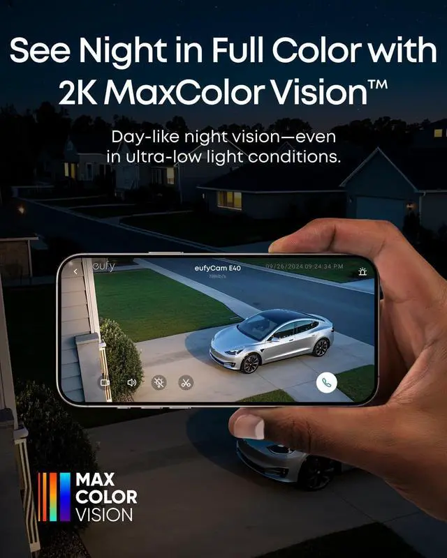 Alt view image 2 of 14 - eufy Security eufyCam E40 2-Cam Kit (HomeBase 2), Outdoor Wireless Solar Security Camera, 2K Resolution with Integrated Solar Panel, MaxColor Night Vision, Local Storage, No Monthly Fee