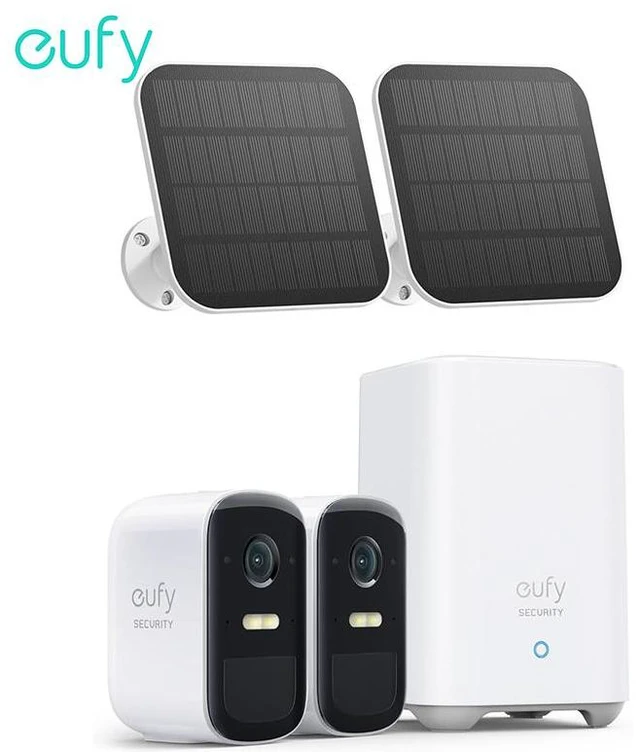 Main image of eufy Security, eufyCam 2C 2-Cam Kit with Solar Panel 2W, Security Camera Wireless Outdoor, Home Security System, HomeKit Compatibility, 1080p HD, IP67, Night Vision, Motion Only Alert, No Monthly Fee