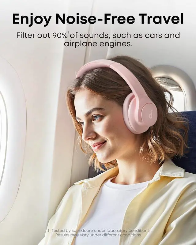 Alt view image 2 of 7 - Soundcore by Anker Q20i Hybrid Active Noise Cancelling Headphones, Wireless Over-Ear Bluetooth, 40H Long ANC Playtime, Hi-Res Audio, Big Bass, Customize via an App, Transparency Mode (Pink)