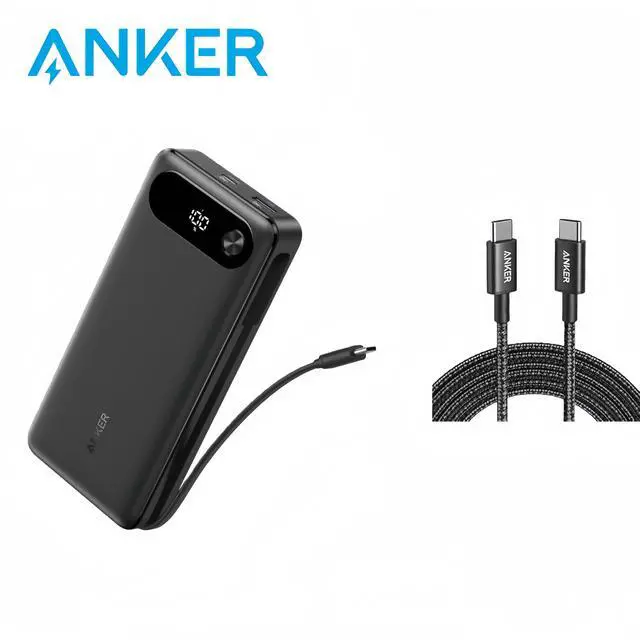 Main image of Anker Power Bank, 20,000mAh Portable Charger with Built-in USB-C Cable, 87W Max Fast Charging Battery Pack for Laptop, 2 USB-C and 1 USB-A, for MacBook, iPhone 15 Series, Samsung, Switch, and More