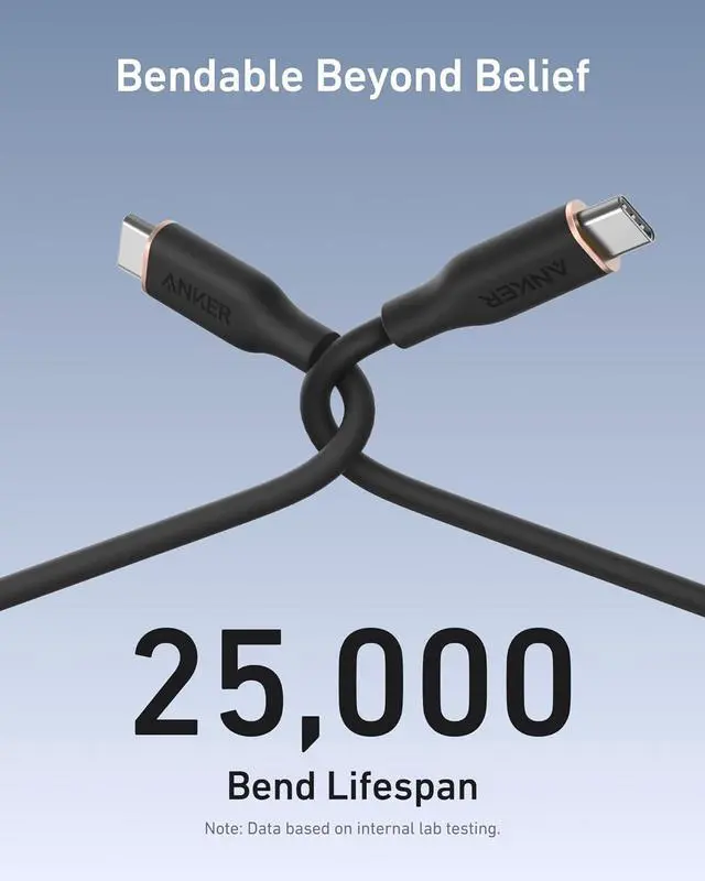 Alt view image 3 of 6 - Anker USB C Cable, Type C Fast Charging Flow Cord for iPhone 1716/15 Series, MacBook Pro 2020, and More (USB 2.0,240W, 1 Pack, Black, 3FT)