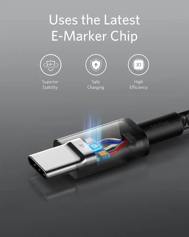 Alt view image 3 of 7 - Anker USB C to USB C Cable, 2-Pack 3.3 FT (1 m) Type C 100W Fast Charging Cable for iPhone 17 Series, MacBook Pro 2020, Pixel, and More (Black, Not for Video Output)