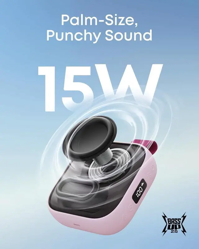 Alt view image 2 of 6 - Soundcore Boom Go 3i Portable Bluetooth Speaker by Anker, 15W Punchy Sound, 24H Playtime, IP68, BassUp 2.0, Emergency Charging, Bluetooth 6.0, Waterproof Speaker for Hiking/Cycling/Camping (Pink)
