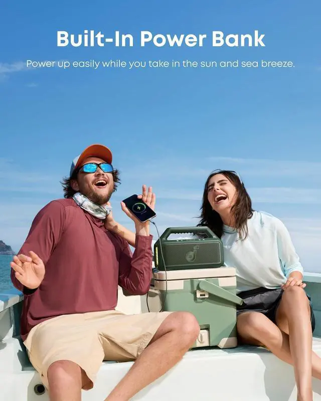 Alt view image 6 of 6 - Soundcore Boom 2 by Anker, Outdoor Speaker, 80W, Subwoofer, 24H Playtime, IPX7 Waterproof, Floatable, Rgb Lights, Green
