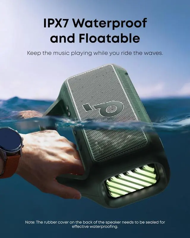 Alt view image 4 of 6 - Soundcore Boom 2 by Anker, Outdoor Speaker, 80W, Subwoofer, 24H Playtime, IPX7 Waterproof, Floatable, Rgb Lights, Green