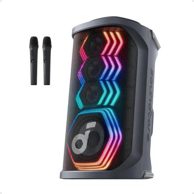 Main image of Soundcore Rave 3S Portable Bluetooth Speaker with 2 Wireless Mics, LED Lighting, Black