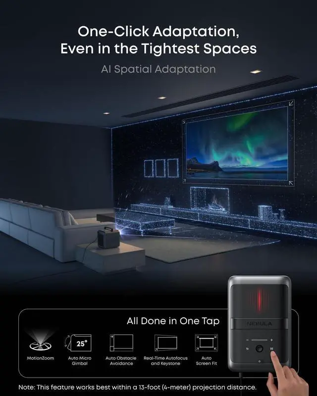 Alt view image 2 of 7 - NEBULA X1 Triple Laser 4K Projector, Nebulamaster, 3500 ANSI Lumens, 56000:1 Contrast, 40W Stereo Sound, 0.9-1.5 Optical Zoom, Smart AI, Dolby Vision, 300" Screen, Portable