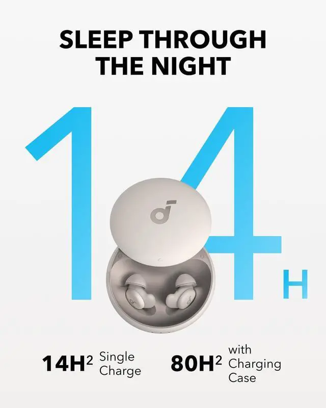 Alt view image 5 of 7 - Soundcore Sleep A20 Wireless Earbuds with Eyemask, 30dB Noise Reduction, 80H Playtime, Bluetooth 5.3, Sleep Monitor, Personal Alarm, Side Sleeper Design
