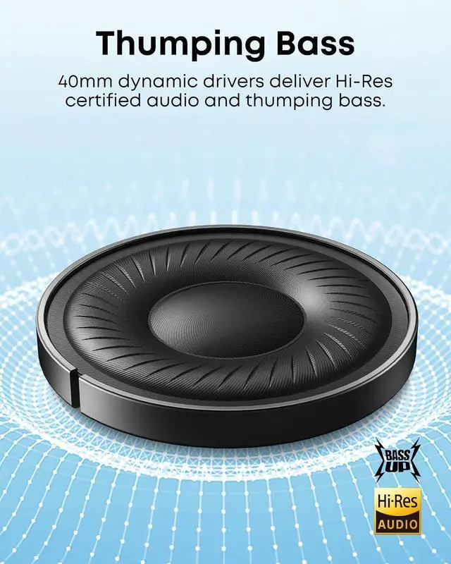 Alt view image 3 of 7 - Soundcore Q20i Hybrid Active Noise Cancelling Over-Ear Headphones, Wireless Bluetooth, App Customization, Transparency Mode(Renewed)