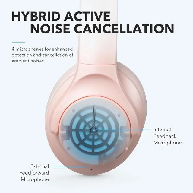 Alt view image 3 of 6 - Certified Refurbished Soundcore Life Q20 Hybrid Active Noise Cancelling Over-Ear Headphones, Wireless Bluetooth, 60-Hour Playtime, Hi-Res Audio, Memory Foam Ear Cups(Renewed)