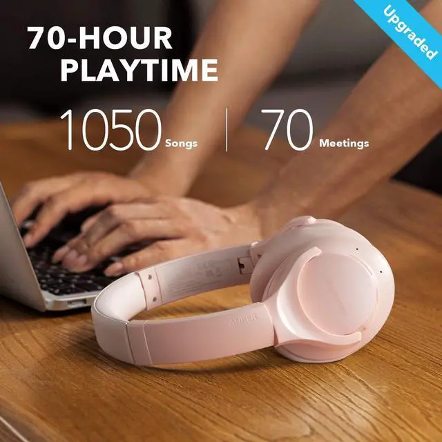 Alt view image 2 of 6 - Certified Refurbished Soundcore Life Q20 Hybrid Active Noise Cancelling Over-Ear Headphones, Wireless Bluetooth, 60-Hour Playtime, Hi-Res Audio, Memory Foam Ear Cups(Renewed)