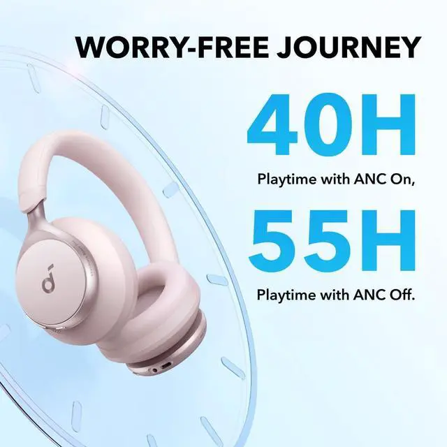 Alt view image 5 of 6 - Soundcore by Anker, Space One, Active Noise Cancelling Headphones, 2X Stronger Voice Reduction, 40H ANC Playtime, App Control, LDAC Hi-Res Wireless Audio(Renewed)