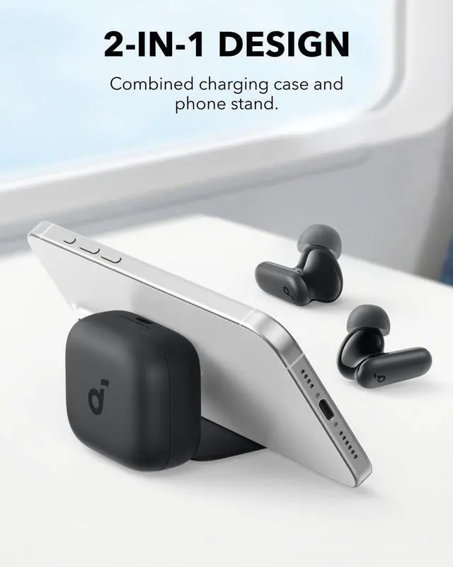 Alt view image 2 of 7 - Soundcore P30i Smart Noise Cancelling Wireless Earbuds with 2-in-1 Case Phone Stand(Renewed)
