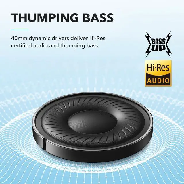 Alt view image 3 of 7 - Soundcore Q20i Hybrid Active Noise Cancelling Over-Ear Headphones, Wireless Bluetooth, App Customization, Transparency Mode(Renewed)