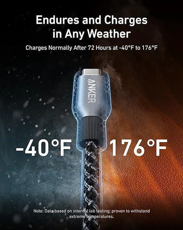 Alt view image 4 of 6 - Anker Prime USB C to USB C Cable, 240W Fast Charging Durable Cable (3 ft) | USB 2.0 Upcycled Braided Nylon, 100-Year Bend Durability for iPhone 17 / 17 Pro / 17 Pro Max, MacBook, Galaxy, and More
