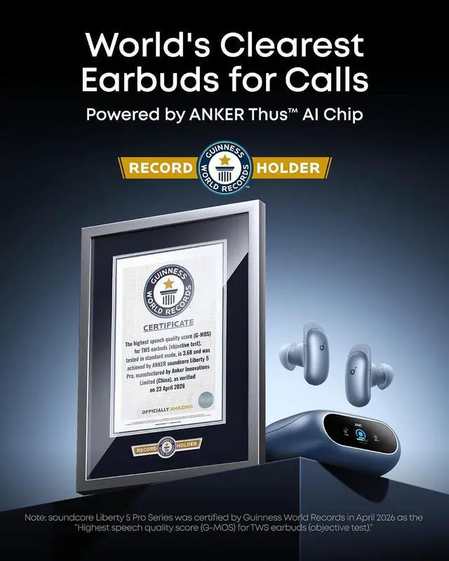 Alt view image 3 of 7 - Soundcore Liberty 5 Pro by Anker Noise Cancelling Wireless Earbuds with Anker Nano Smart Display Charger