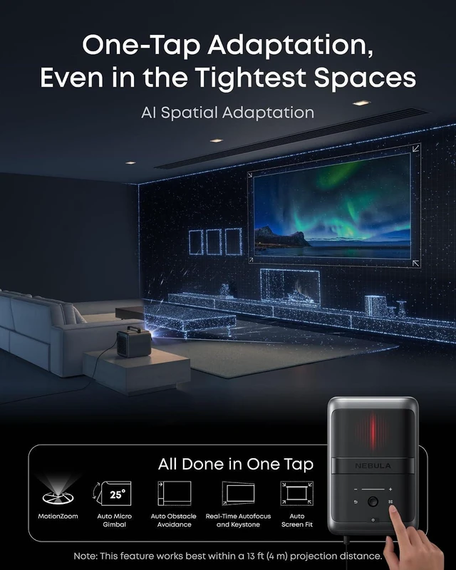 Alt view image 7 of 7 - Nebula X1S 4K Triple Laser Projector, 6,000 ANSI Lumens, 56,000:1 Dynamic Contrast, 14-Element All-Glass Lens, 40W Dolby Audio, Optical Zoom, AI Spatial Adaptation, Google TV, Dolby Vision