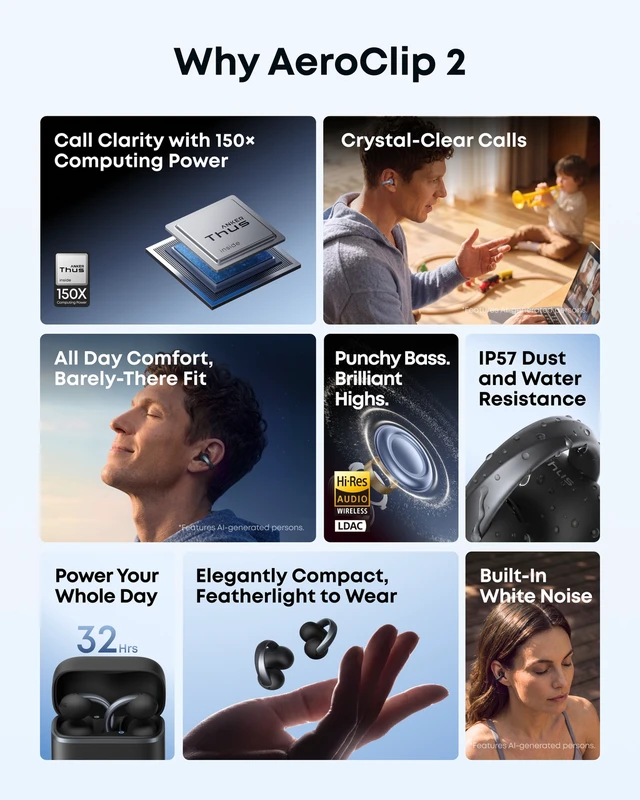 Alt view image 7 of 7 - Anker soundcore AeroClip 2 Open-Ear Clip-On Earbuds for Crystal-Clear Calls