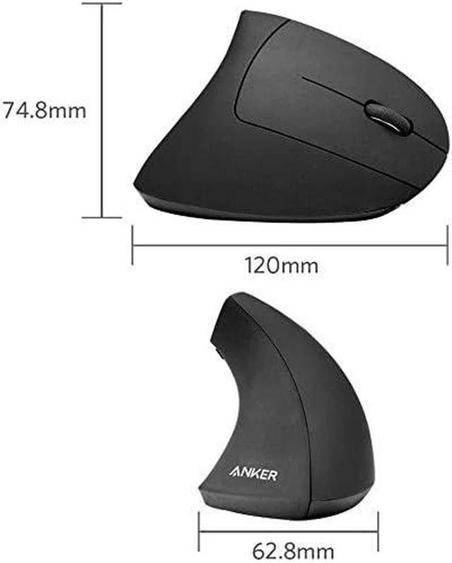 Alt view image 3 of 7 - Anker 2.4G Wireless Ergonomic Mouse, Right Hand Vertical Mouse USB Receiver