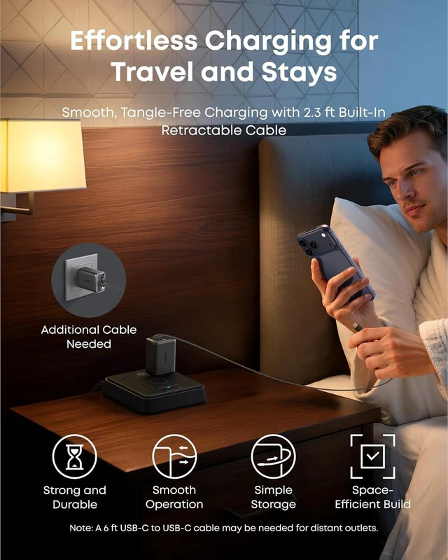 Alt view image 5 of 6 - Anker Nano Retractable USB C Charger Block, Compact 35W Phone Charger