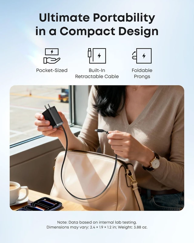 Alt view image 3 of 6 - Anker Nano Retractable USB C Charger Block, Compact 35W Phone Charger